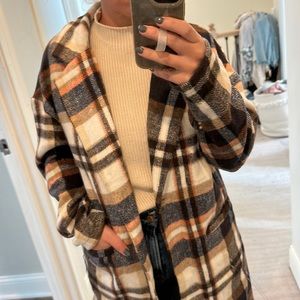 Plaid shacket with pockets